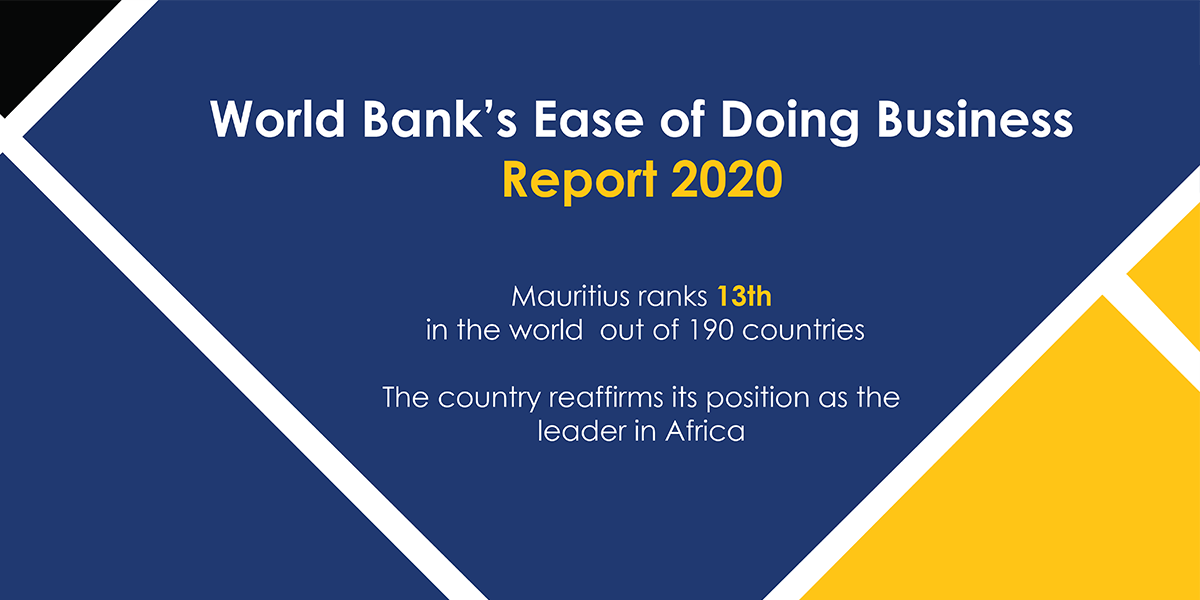 Mauritius ranks 13th in the World Bank Doing Business Report 2020